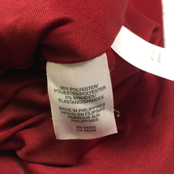 Jones New York Sheath Dress Sz 8 Womans Red Knit Short Cap Sleeve Flower Ruched - Picture 9 of 13